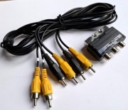 Przewód RCA Cinch X 3 - RCA Cinch X 3 kabel 150cm + adapter Scart - cinch