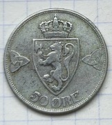 #4019 Norwegia 50 ore 1914 srebro rzadka!  