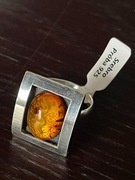 Pierścionek srebrny z bursztynem próba 925 