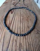 Naszyjnik choker w stylu boho: lawa,hematyt | regulowany | kamień naturalny