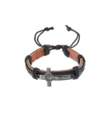 Skórzana bransoletka na rękę z krzyżem św. Benedykta 