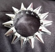 2-rzędowa bransoletka, na gumce, kolce plastikowe srebrne