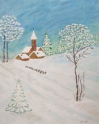 Obraz 40x50 Zima na wsi akryl