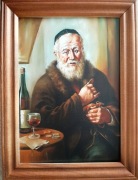 obrazek Żyda - Żyd liczący pieniądze - na szczęście i dobrobyt 15cm x 20 cm