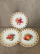 Trzy ceramiczne talerzyki ażurowe VINTAGE 