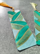 Akwarela Zakładka do Książki Morskie Liście z Tasiemką Rękodzieło