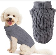Szary sweter dla psa 4-5 kg zimowe ubranko, miękkie z golfem r. L