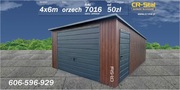 Garaż blaszany. 4x6 m. Brama podnoszona. Dodatkowe drzwi. Profil zamknięty