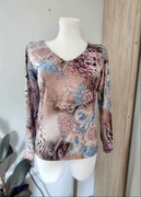 Bluzka damska brązowa, dekolt V, By Me L / 40