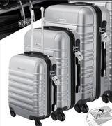 Zestaw 3 walizek Kesser 84l 55l 34l srebrne zabezpieczenie, waga