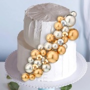 Kule na tort srebro i złoto 8 szt