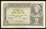2 złote z 1936 r.  Seria: DT 3368982.  Stan 1-,  Cz.M. 75a.