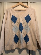 C&A Jessica sweter bluza dekolt V serek szpic romby old school