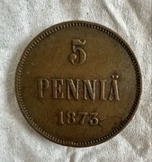 Finlandia 5 Pennia 1873 Aleksander II (Marka fińska)