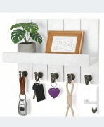 Wieszak wiszący drewno Bedee biały