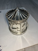 skarbonka karuzela srebrno-zielona stara vintage