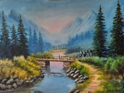 Pejzaż. Obraz farba akrylowa. 