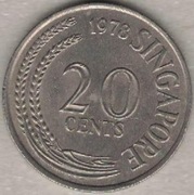 Singapur 20 centów 1978 - 23,6 mm