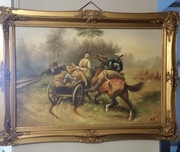 stary, olej na płótnie, stan idealny, "powstanie"