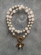 Naszyjnik Afrodyta kwarc różowy perły Majorka oraz perły hodowlane 45 cm