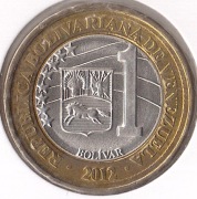 WENEZUELA 1 boliwar 2012, Y# 93, AU