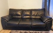 Czarna Sofa 3 osobowa skóra Madras