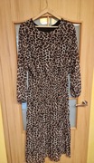 Plisowana sukienka maxi w panterkę, Plus Size, rozmiar 50