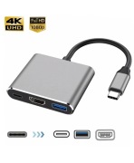 Przejściówka Adapter 3w1 USB-C HDMI 4K USB 3.0
