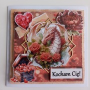 Walentynkowa kartka ze smokiem HANDMADE