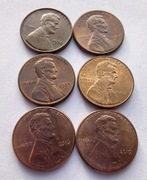 USA 6 x 1 Cent 1970 - 2019