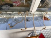 Szklane kule 5szt. na sznurkach + ozdoby. Na stroiki, kwiatki