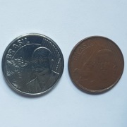 Monety, Brazylia 50 centavo 2003 i 5 centavo 2013