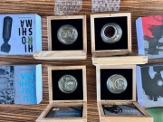 Monety srebrne Ag kolekcjonerskie Ludzkie Tragedie 4 x 2oz Czarnobyl Dżuma 