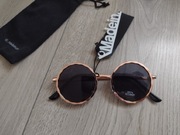 Okulary przeciwsłoneczne czarne ze złotymi oprawkami 