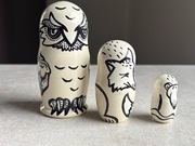 Matrioszka, Owl,Foxy and Mouse Matryoshka, wooden Nesting Doll 3 pcs 