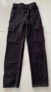 Spodnie Jeansy czarne cargo Bershka rozm.32 BDB 