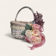 Koszyczek Wielkanocny, dekoracyjny, z kwiatami