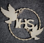 Komunia Święta wianek z gołąbkami IHS