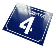 PRL styl METALOWA tabliczka adresowa numer domu budynku 30x25 cm