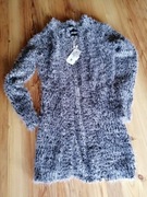 Nowy Porządny włochaty Puszysty kardigan, narzutka, ciepły sweter 