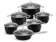 Zestaw garnków Hoffner 12 elementów HF-9920 – biały marmurek!