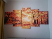 Obraz 5 częściowy Jesienna Aleja 200x100 cm