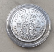 Anglia 1/2 , Half crown 1940 r Jerzy VI srebro 