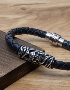 Unikatowa Bransoletka Męska ze Skóry Naturalnej GRIMHIDE