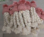 Skrzaty kremowe z różową czapeczką hand made