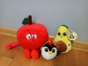 Zestaw 3 pluszaków z Biedronki - awokado, jabłko, dzięcioł
