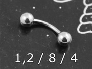 VENOM kolczyki do brwi stal kulki banan 1,2/8/4 94