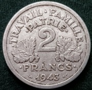 Francja moneta 2 franki 1943 rok Vichy 
