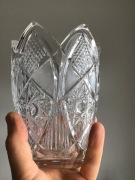 Ciężki wazon kryształowy Tulipan – Vintage PRL / ZSRR, szlif ręczny