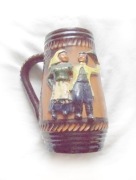 vintage ceramika, ozdobny kufel ceramiczny, prl naczynia